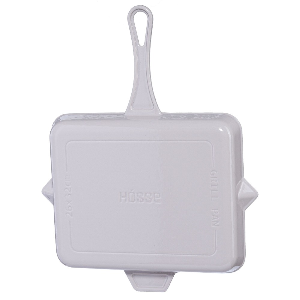 Emaljeret støbejernspande til grill Hosse, Ivory, 26x32cm | Støbejernspande til grill | Støbejernspande |