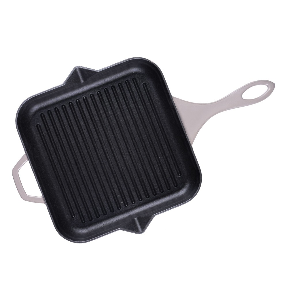 Emaljeret støbejernspande til grill Hosse, Ivory, 28x28cm | Støbejernspande til grill | Støbejernspande |