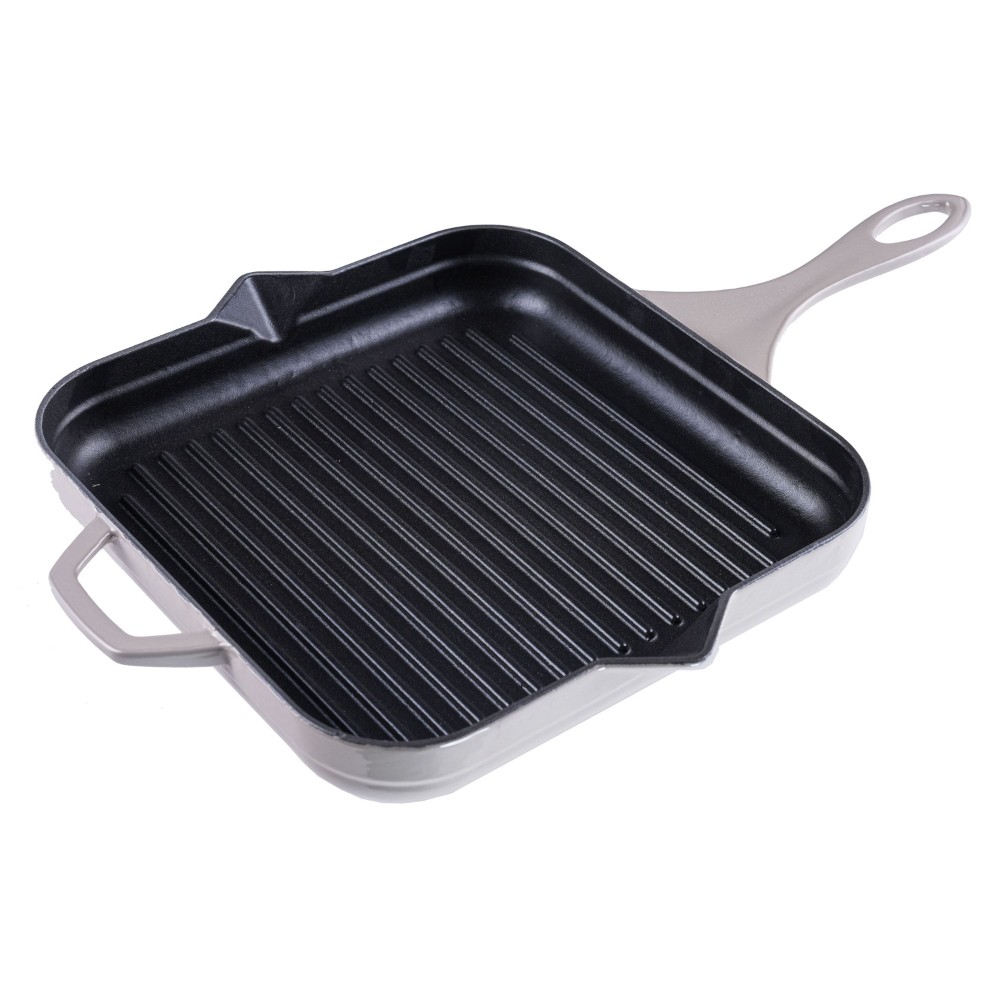 Emaljeret støbejernspande til grill Hosse, Ivory, 28x28cm | Støbejernspande til grill | Støbejernspande |