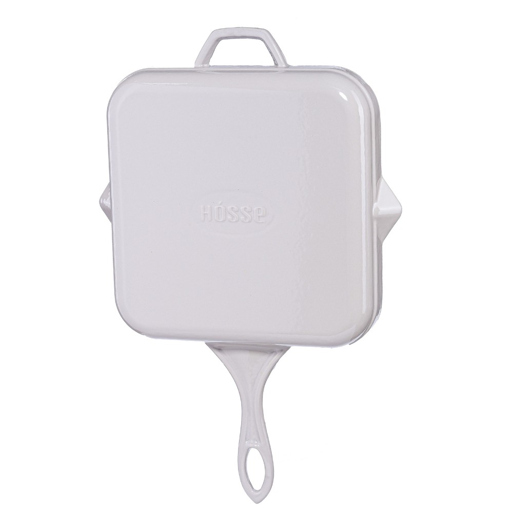 Emaljeret støbejernspande til grill Hosse, Ivory, 28x28cm | Støbejernspande til grill | Støbejernspande |