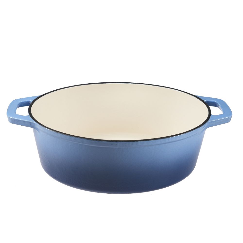 Emaljeret gryde i støbejern, blå, oval 33x27см |  |  |