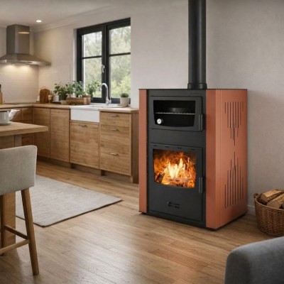 Brændeovn med vandtank jeg med bageovn Velmora Fire ATS HYDRO ΜΑSΙΝΑ 90-30 terrakotta, 35kW - Produktsammenligning