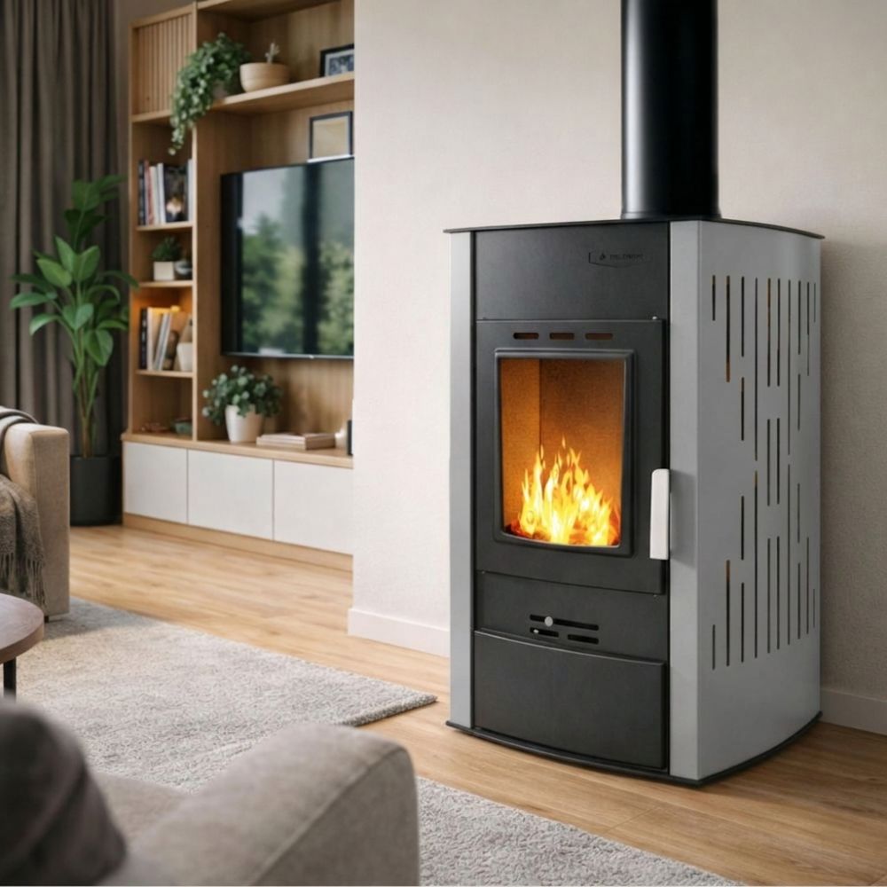 Brændeovn med vandtank Velmora Fire ATS HYDRO grå, 25kW | Konvektionsbrændeovne | Brændeovne |