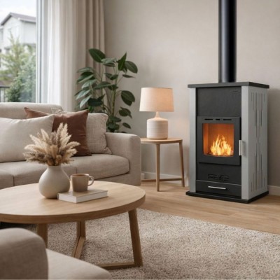 Brændeovn med vandtank Velmora Fire ATS HYDRO grå, 33kW - Produktsammenligning