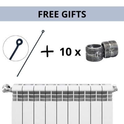 Komplet sæt aluminium radiatorer Helyos Evo H800, 10 stk. x 10 sektioner - Radiatorer