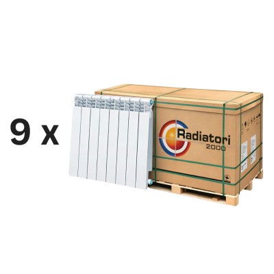 Komplet sæt aluminium radiatorer Helyos Evo H600, 9 stk. x 10 sektioner - Radiatorer