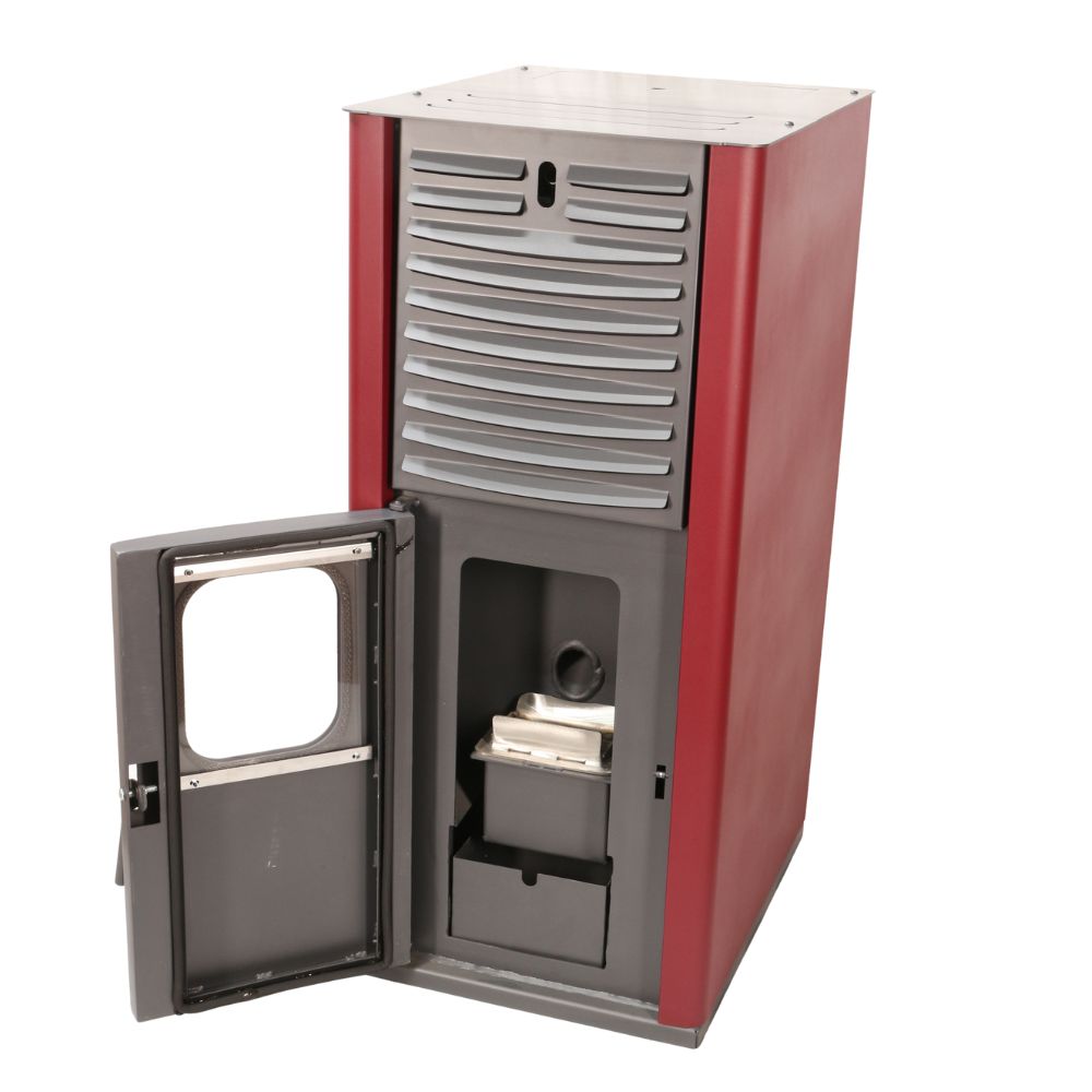 Pilleovn med vandtank / Pilleovn til centralvarme Mytherm IOLI TSA 35 rød, med ventilator, 38kW | Pilleovne med vandtank / Pilleovne til centralvarme | Pilleovne |