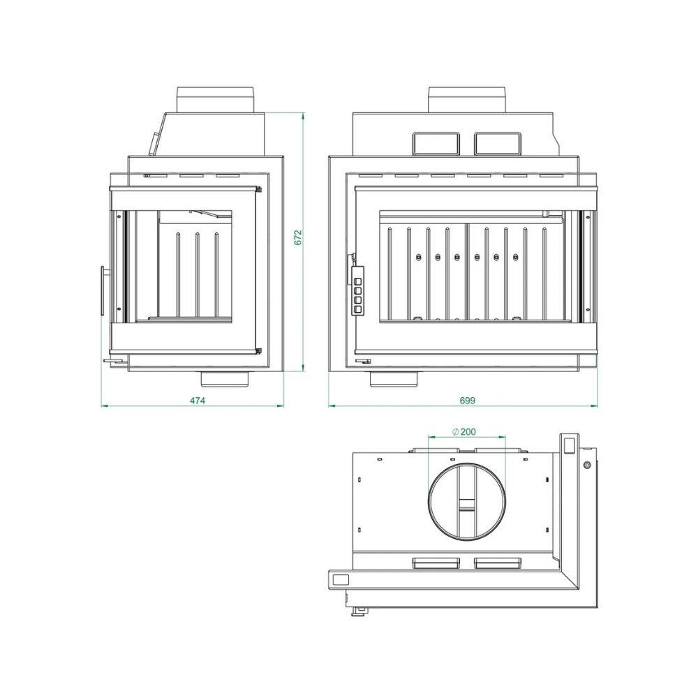 Pejs UNIFLAM 600 DURO S med lufttilførsel, venstre side, 11kW | Pejseindsats | Pejse |