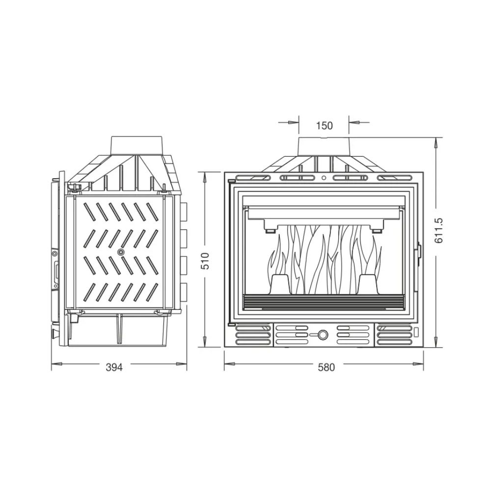 Pejs UNIFLAM 600 ECO med spjæld, 8kW | Pejseindsats | Pejse |