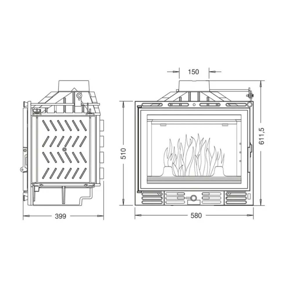 Pejs UNIFLAM 600 PLUS ECO med spjæld, 8kW | Pejseindsats | Pejse |