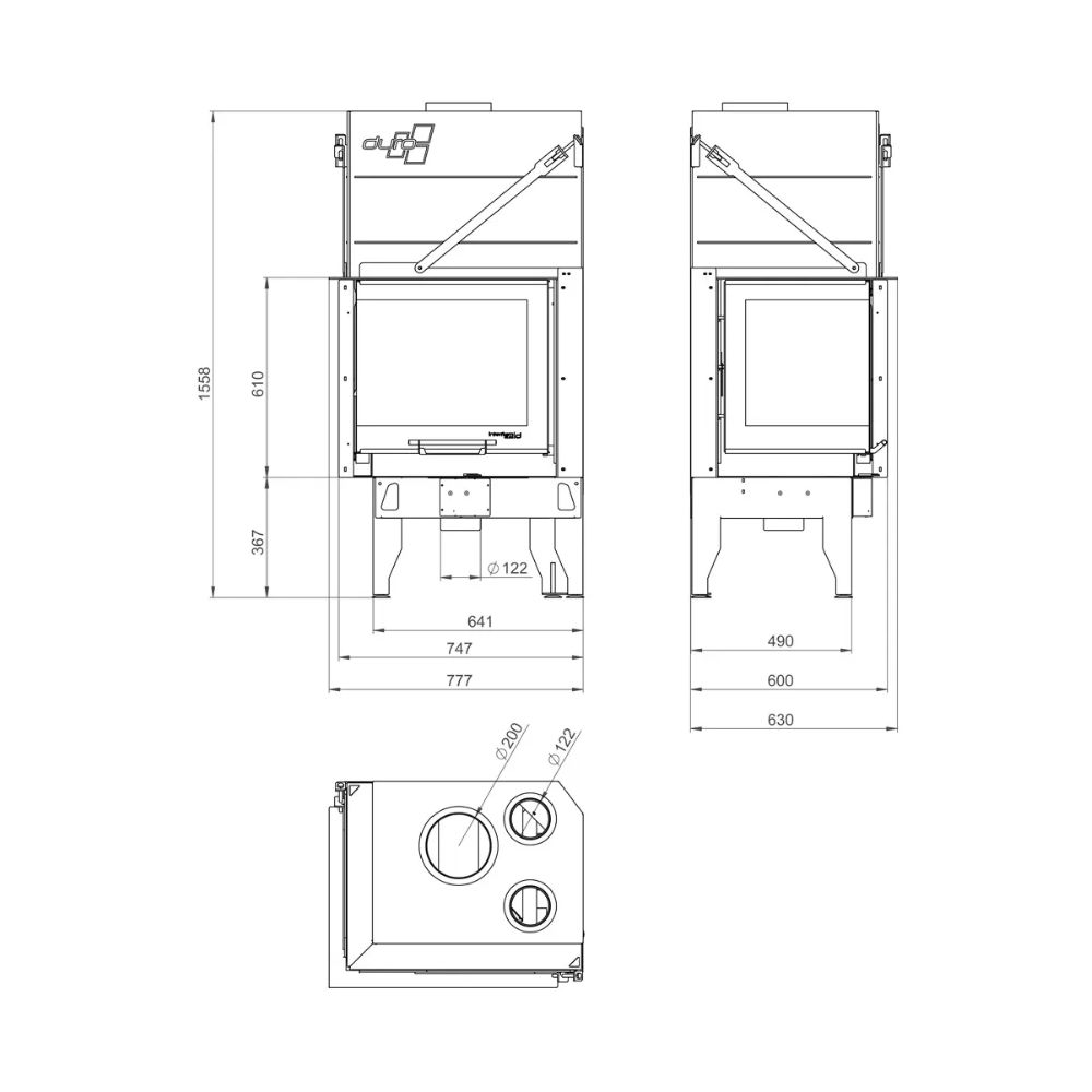 Pejs UNIFLAM 660 DURO med luftkanaler og lufttilførsel, venstre side, 10,25 kW | Pejseindsats | Pejse |