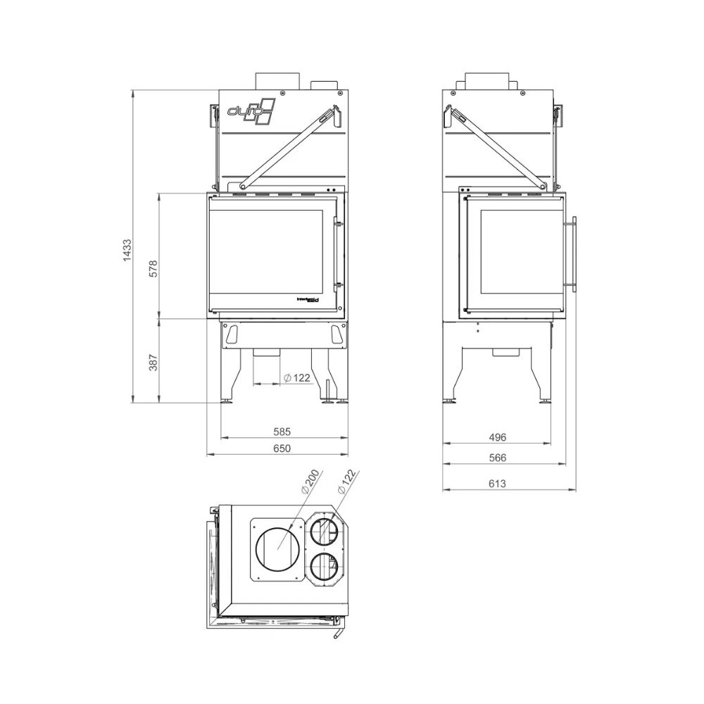 Pejs UNIFLAM 660 DURO med luftkanaler og lufttilførsel, venstre side, 10 kW | Pejseindsats | Pejse |