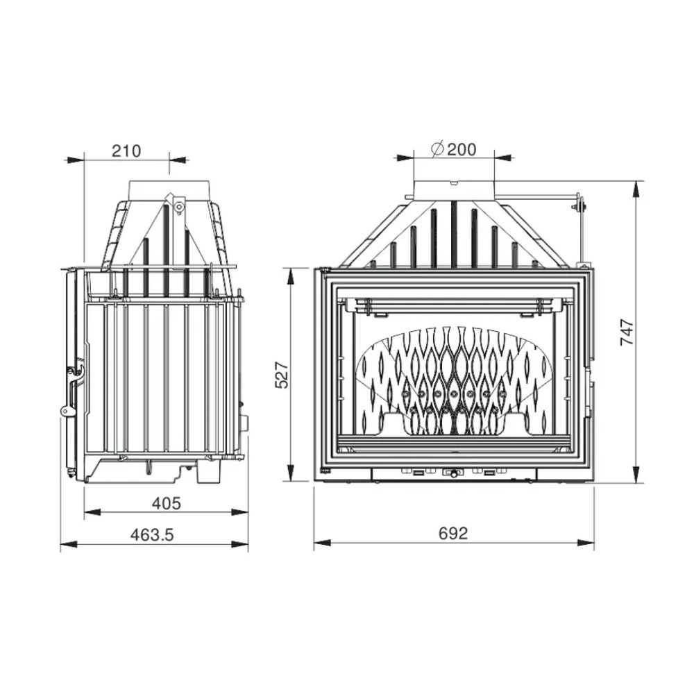 Pejs UNIFLAM 700 LUX ECO med spjæld, 12kW | Pejseindsats | Pejse |