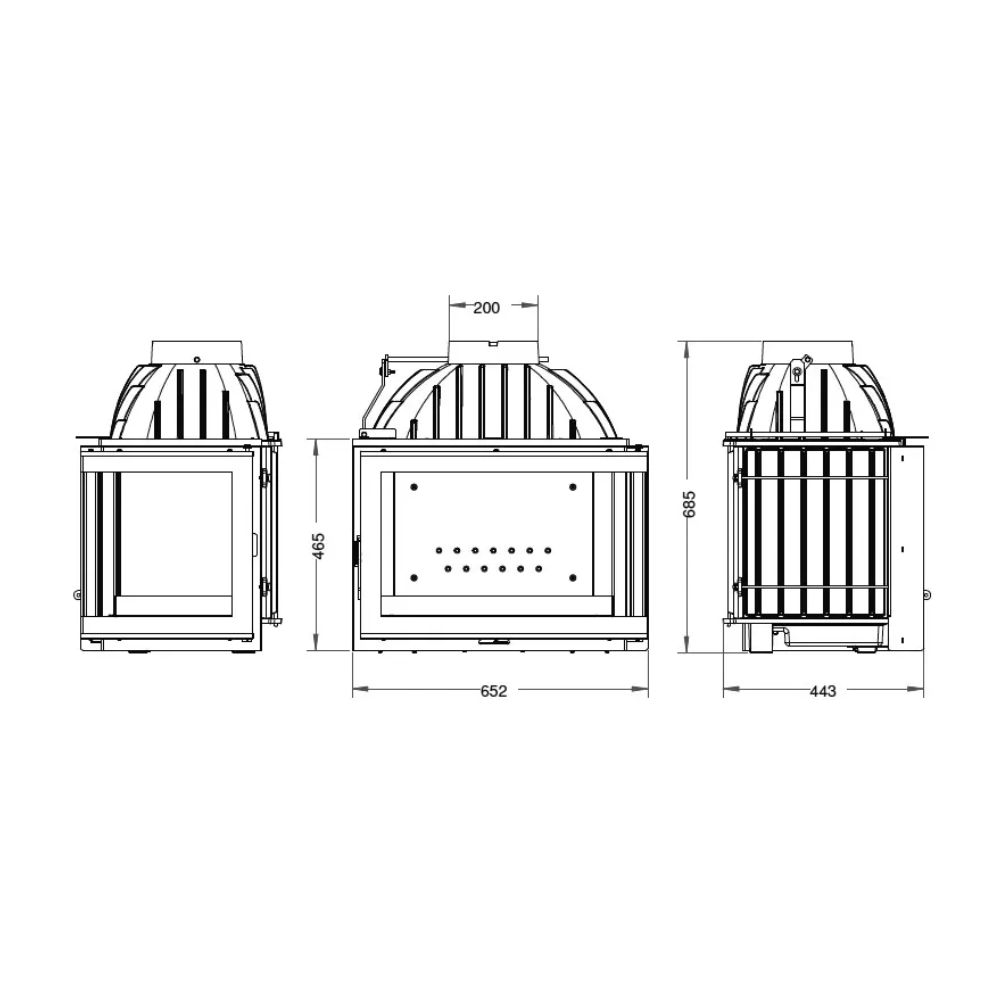Pejs UNIFLAM 700 PLUS ECO med spjæld og lufttilførsel, højre side, 9kW | Pejseindsats | Pejse |