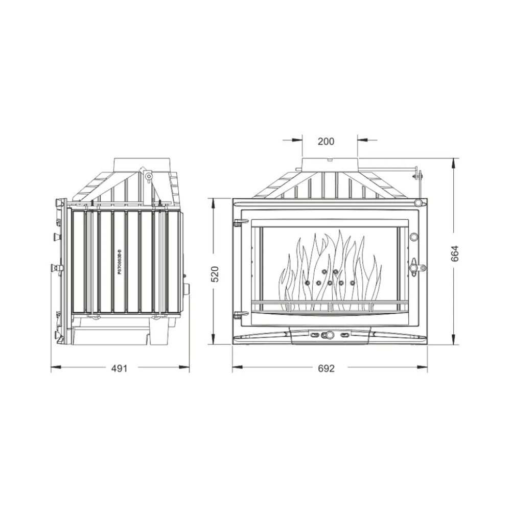 Pejs UNIFLAM 700 SELENIC ECO med spjæld og lufttilførsel, 10kW | Pejseindsats | Pejse |
