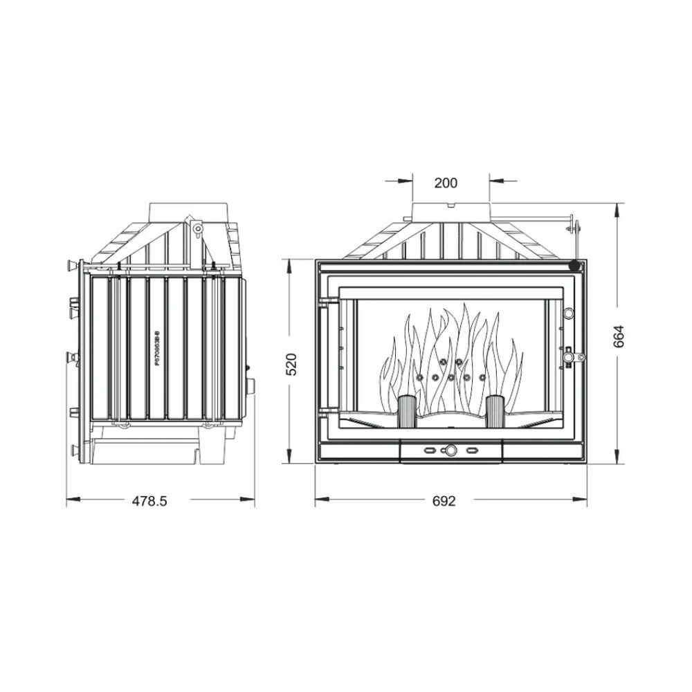 Pejs UNIFLAM 700 STANDARD ECO med spjæld, 10kW | Pejseindsats | Pejse |