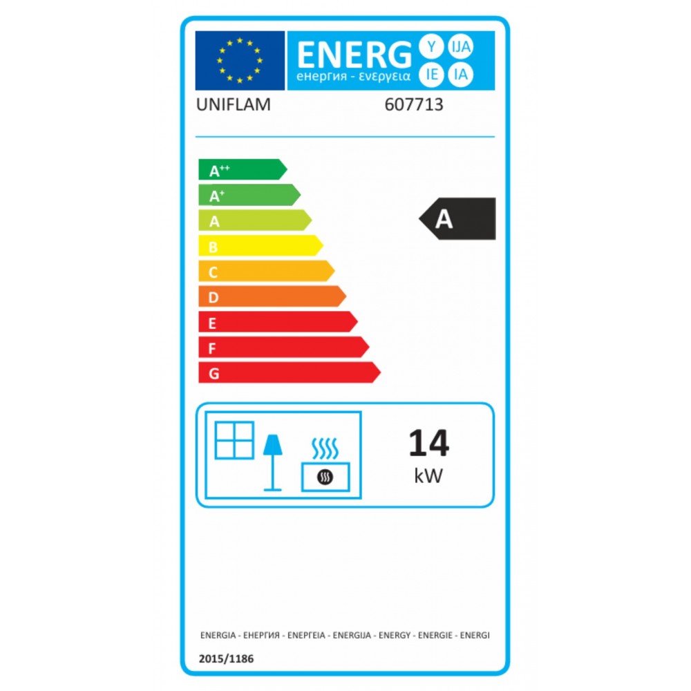 Pejs UNIFLAM 700 STANDARD med spjæld, venstre side, 14kW | Pejseindsats | Pejse |