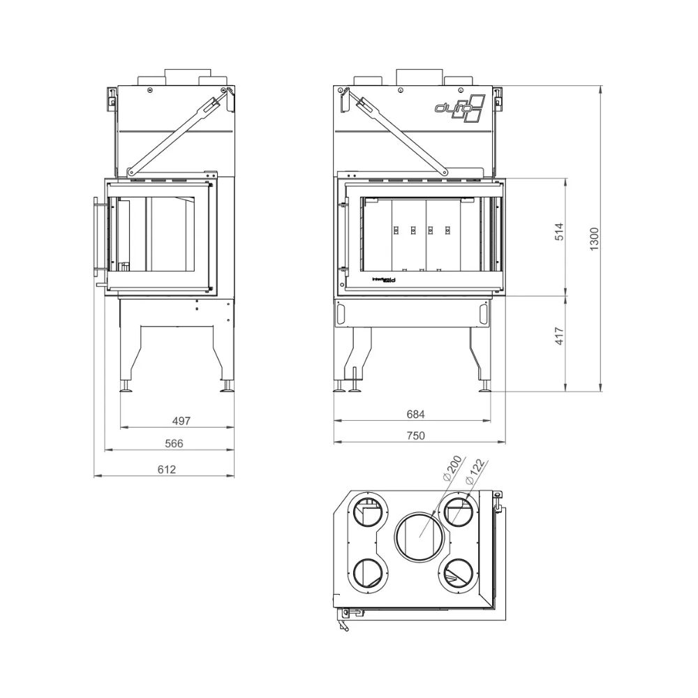 Pejs UNIFLAM 760 DURO med luftkanaler og lufttilførsel, venstre side, 10,8 kW | Pejseindsats | Pejse |