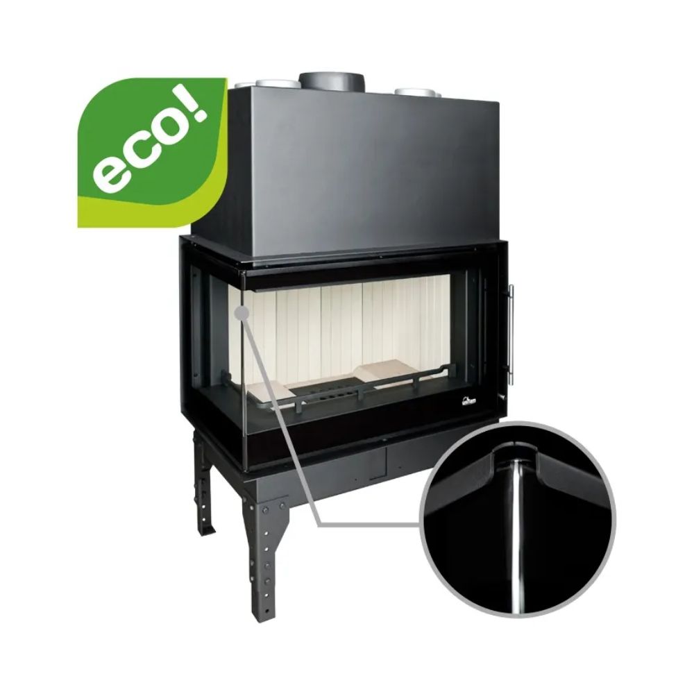 Pejs UNIFLAM 860 EVO PBS med luftkanaler og lufttilførsel, buet glas, venstre side, 15kW | Pejseindsats | Pejse |