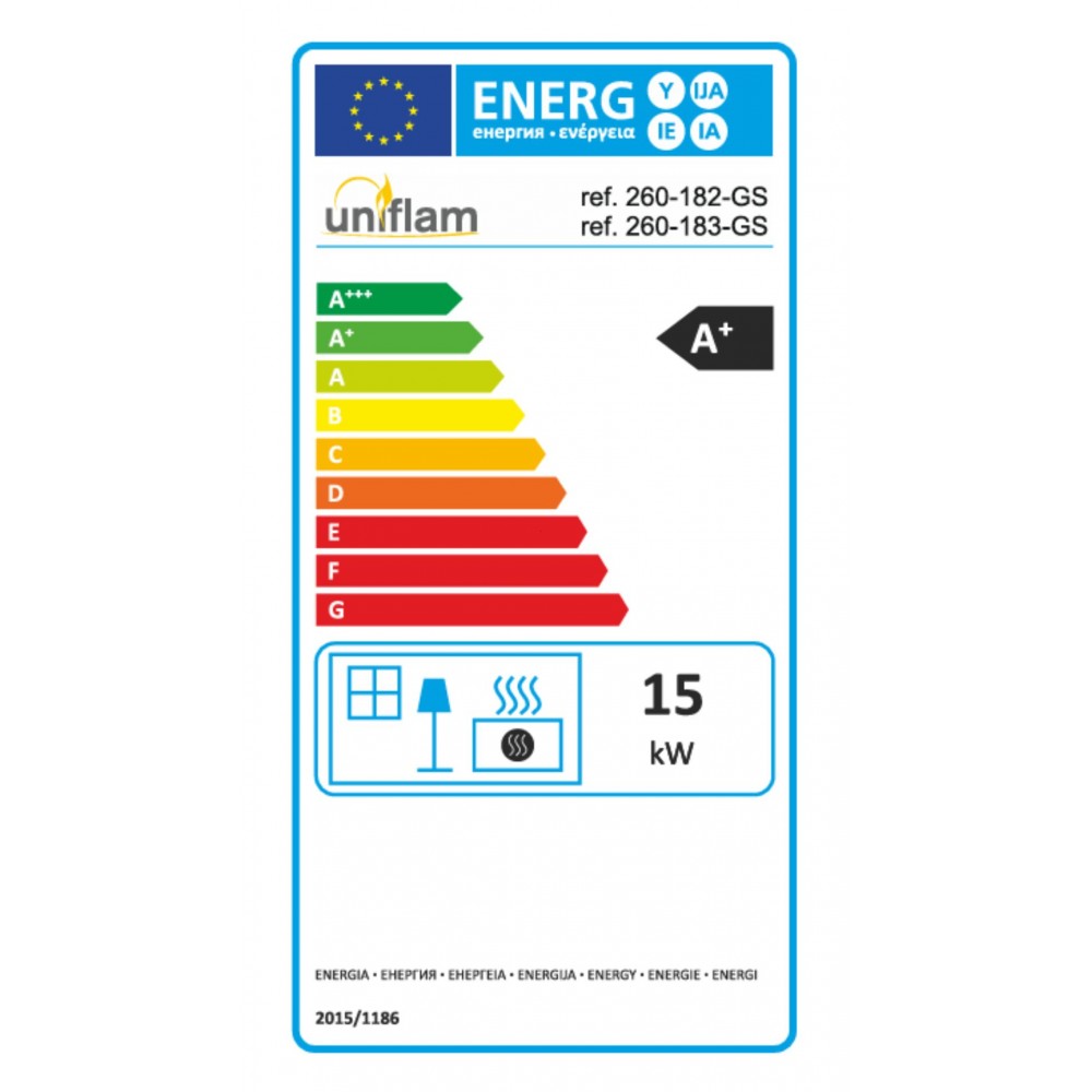 Pejs UNIFLAM 860 EVO PBS med luftkanaler og lufttilførsel, buet glas, venstre side, 15kW | Pejseindsats | Pejse |