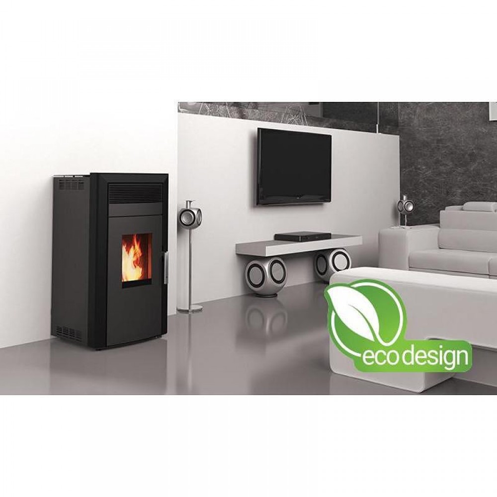 Pilleovn med vandtank / Pilleovn til centralvarme Alfa Plam Commo 15 Sort, 15kW | Pilleovne med vandtank / Pilleovne til centralvarme | Pilleovne |