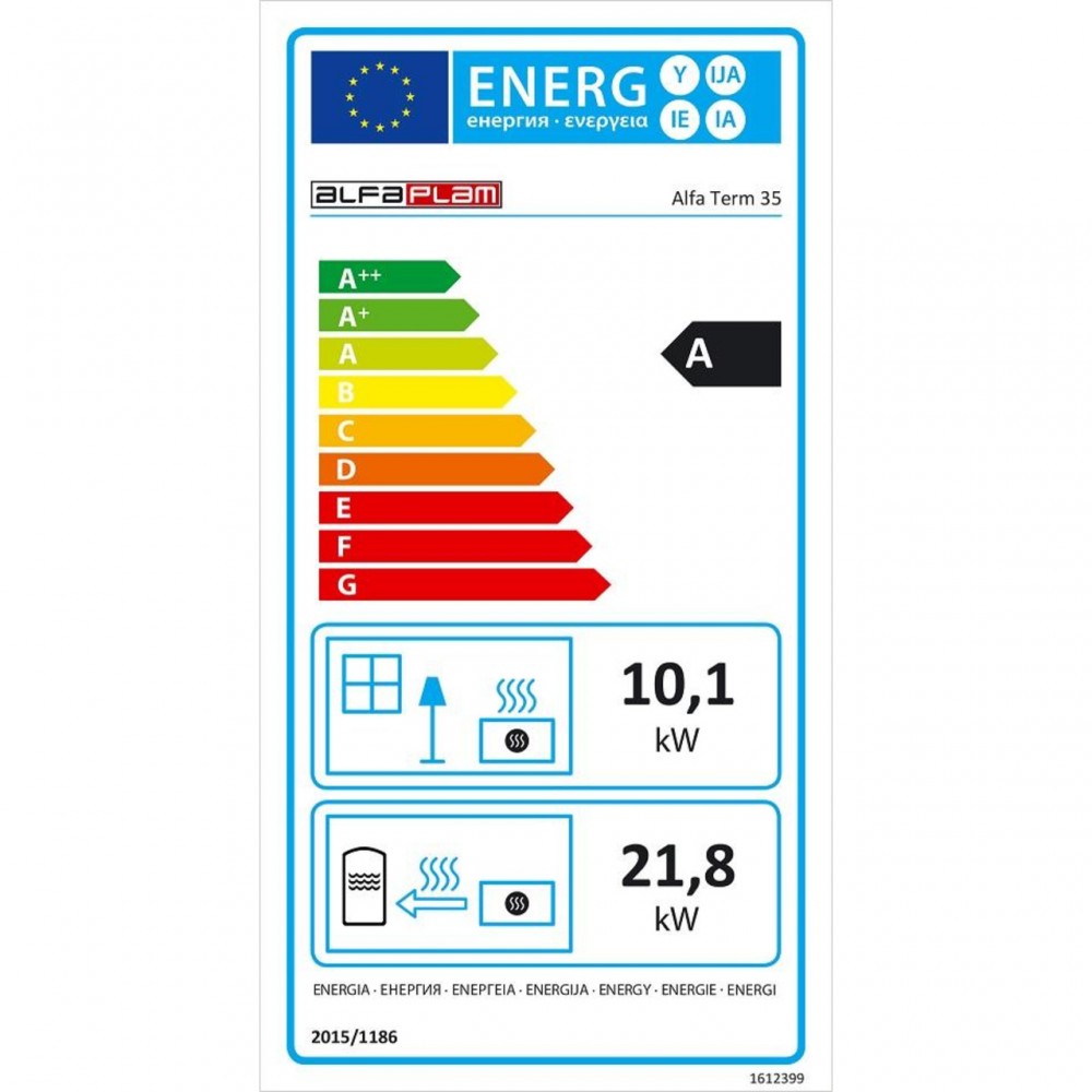 Brændekomfur med vandtank Alfa Plam Alfa Term 35, Rød, Venstre, 32 kW | Brændekomfurer | Brænde |