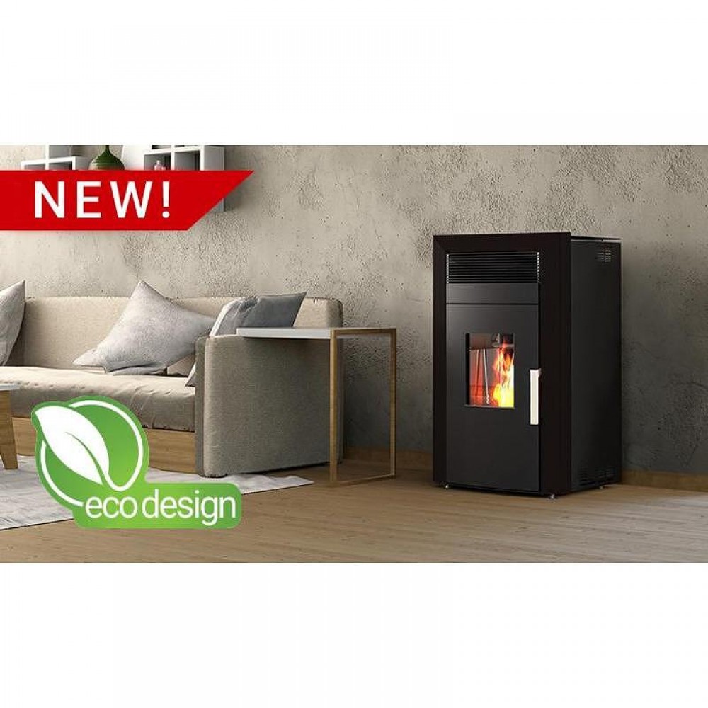 Pilleovn med vandtank / Pilleovn til centralvarme Alfa Plam Commo 12 Sort, 12kW | Pilleovne med vandtank / Pilleovne til centralvarme | Pilleovne |