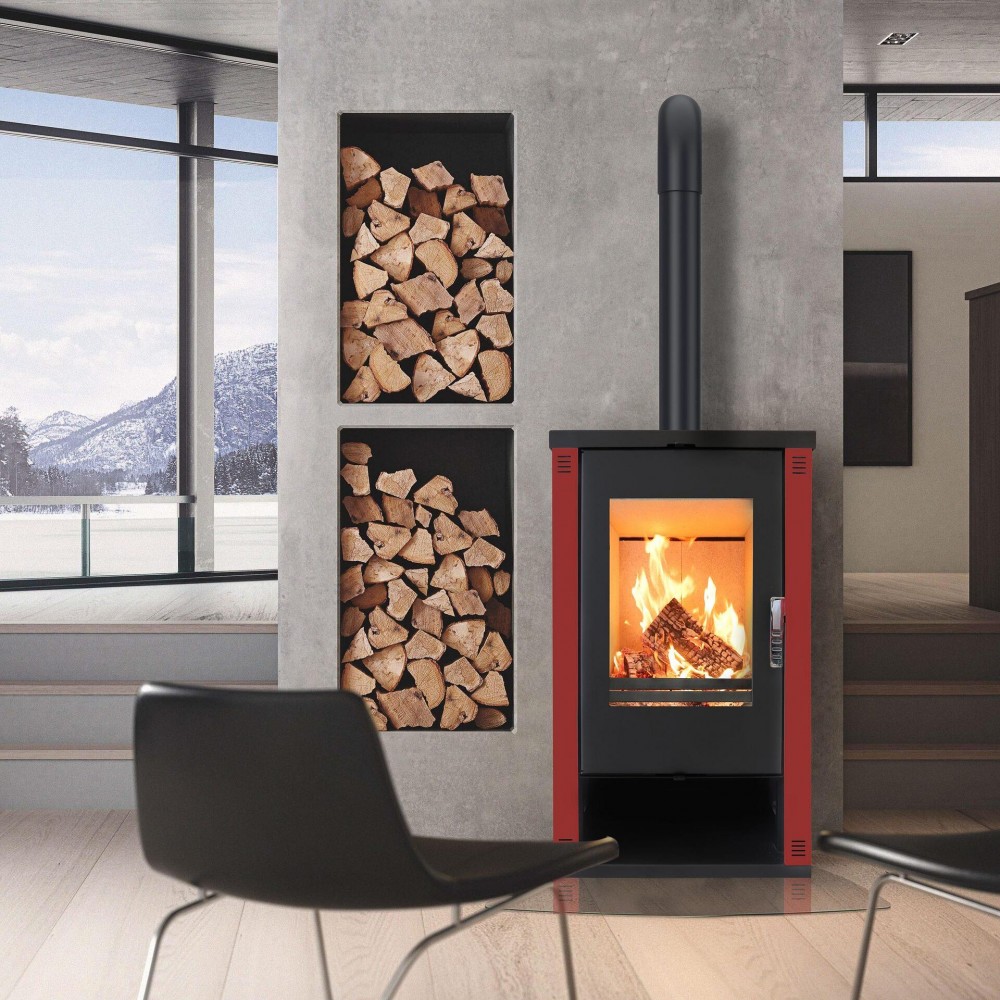 Brændeovn Verso Theia, Bordeaux, 9kW | Direkte brændeovne | Brændeovne |
