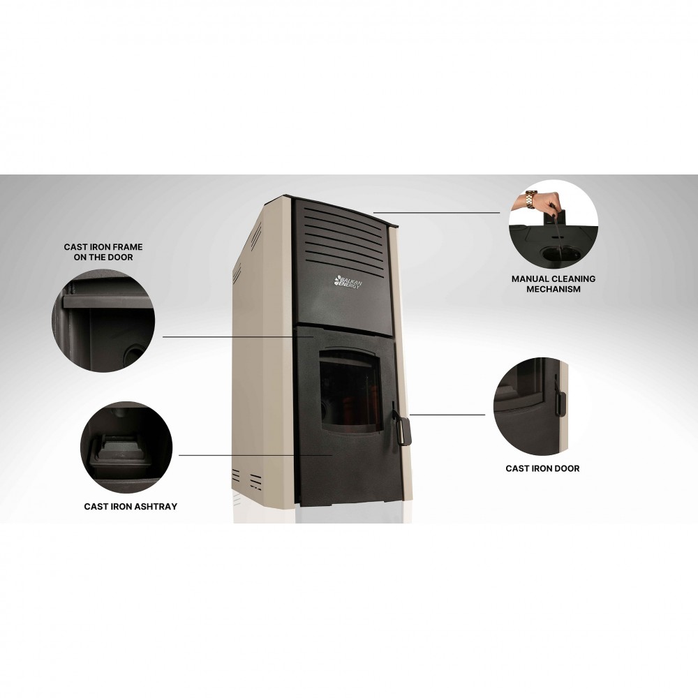 Pilleovn med vandtank / Pilleovn til centralvarme Balkan Energy Sofia Antracit, 25kW | Pilleovne med vandtank / Pilleovne til centralvarme | Pilleovne |