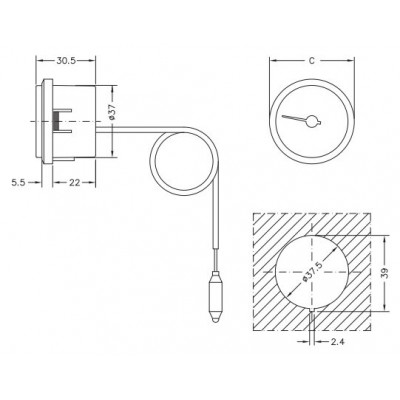 Capillary thermometer Cewal, Plastic case DN50 - Produktsammenligning