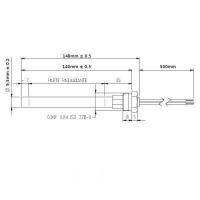 Gløderør / Eltænder til pilleovn MCZ, RED m.fl., samlet længde 148mm, 350W - Produktsammenligning