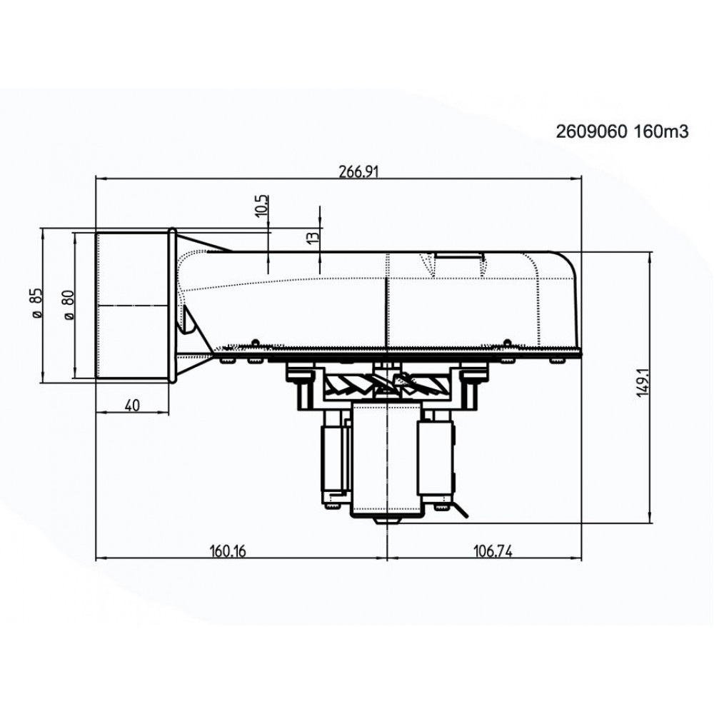 Røgsuger tll pilleovn 162m³/h 57W 310Pa | Ventilatorer og blæsere til pilleovn | Reservedele til Pilleovn |