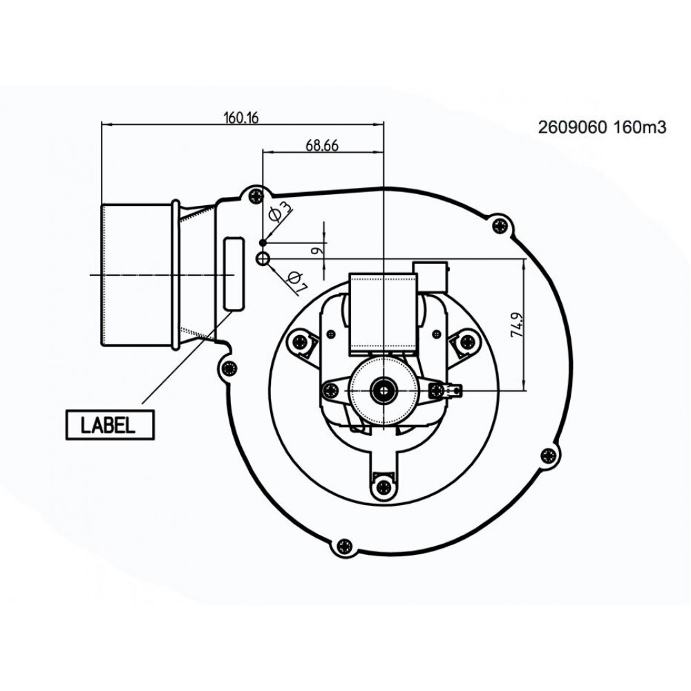 Røgsuger tll pilleovn 162m³/h 57W 310Pa | Ventilatorer og blæsere til pilleovn | Reservedele til Pilleovn |