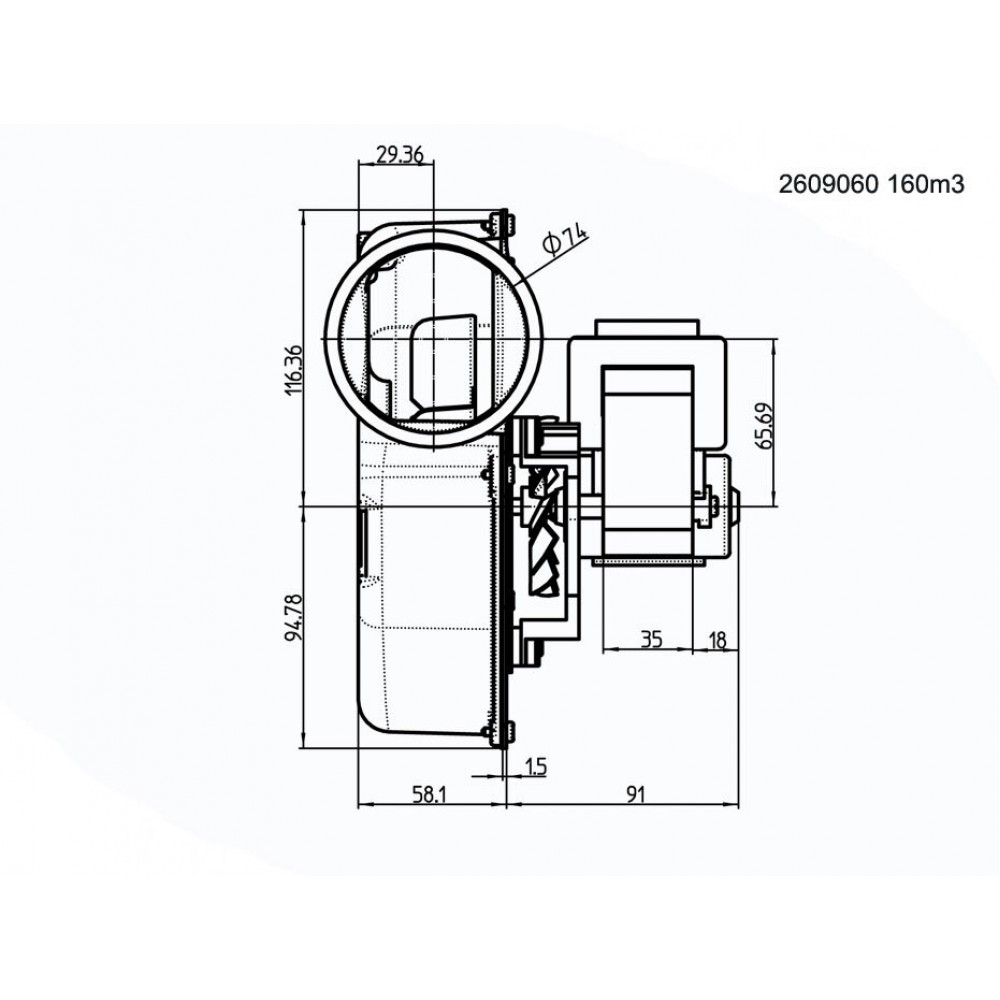 Røgsuger tll pilleovn 162m³/h 57W 310Pa | Ventilatorer og blæsere til pilleovn | Reservedele til Pilleovn |