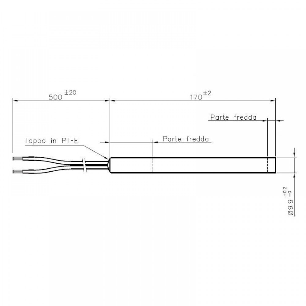 Gløderør / Eltænder til pilleovne, total længde 170mm, 300W | Gløderør til pilleovn | Reservedele til Pilleovn |