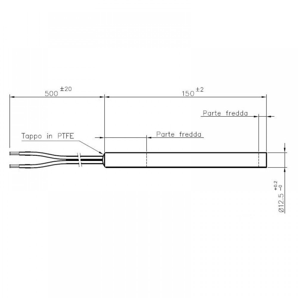 Gløderør / Eltænder til pilleovne, total længde 150mm, 250W | Gløderør til pilleovn | Reservedele til Pilleovn |
