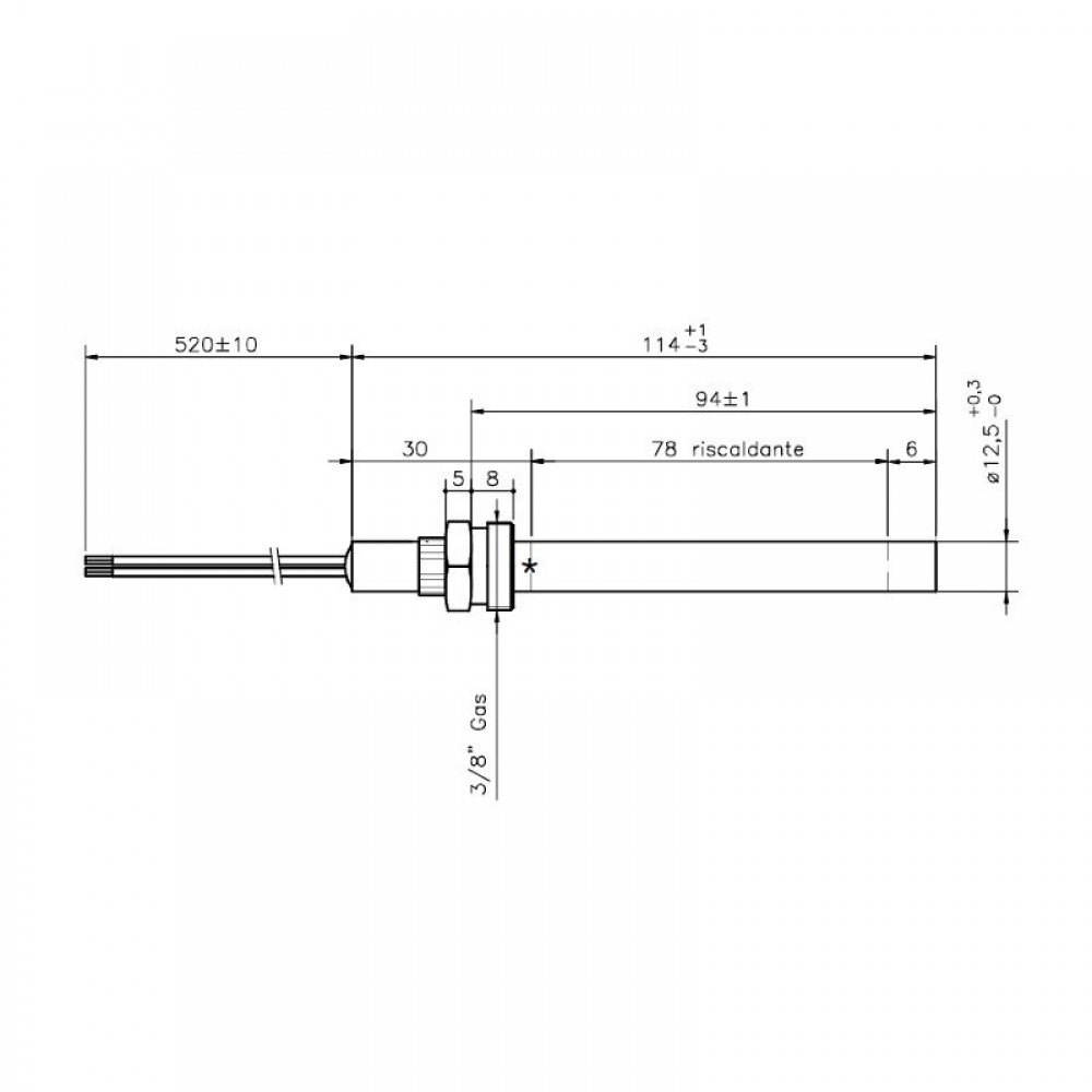 Gløderør / Eltænder til pilleovne Ecoteck, Ravelli m.fl., samlet længde 114 mm, 250W | Gløderør til pilleovn | Reservedele til Pilleovn |