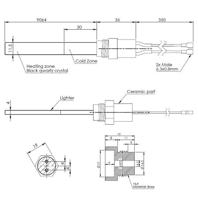 Gløderør / Eltænder til pilleovne Eco Spar, BURNiT, Adler, AMG, Ecoteck og andre, total længde 126 mm, 120W til 24V - Produktsammenligning