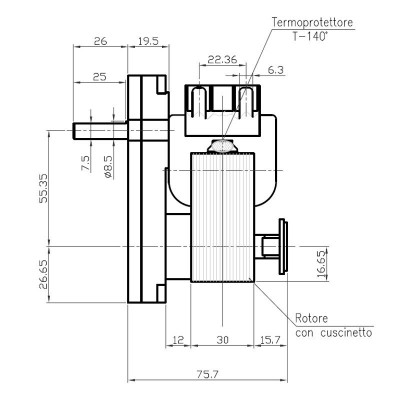 Røggasmotor til pilleovn Kenta K9115005, 1,5 RPM til pilleovn Deville m.fl. - Røggasmotor til Pilleovn