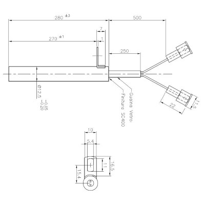Gløderør / Eltænder til pilleovne Edilkamin m.fl., samlet længde 280mm, 470W - Produktsammenligning