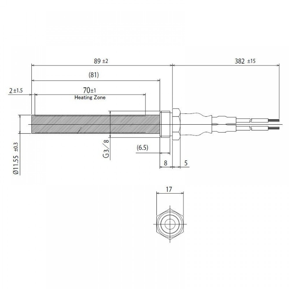 Keramisk gløderør / eltænder til pilleovne BURNiT, Deville og andre, samlet længde 94 mm, 300W | Gløderør til pilleovn | Reservedele til Pilleovn |