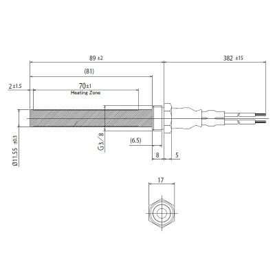 Keramisk gløderør / eltænder til pilleovne BURNiT, Deville og andre, samlet længde 94 mm, 300W - Gløderør til pilleovn