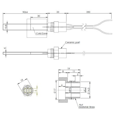 Gløderør / Eltænder til pilleovne Eco Spar, BURNiT, ComfortBilt og andre, total længde 123 mm, 120W til 24V - Produktsammenligning