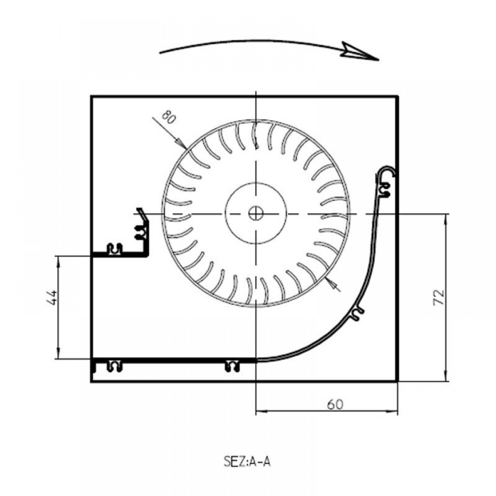 Tangential ventilator med Ø80 mm, Flow 305 m³/h | Ventilatorer og blæsere | Pilleovne dele |