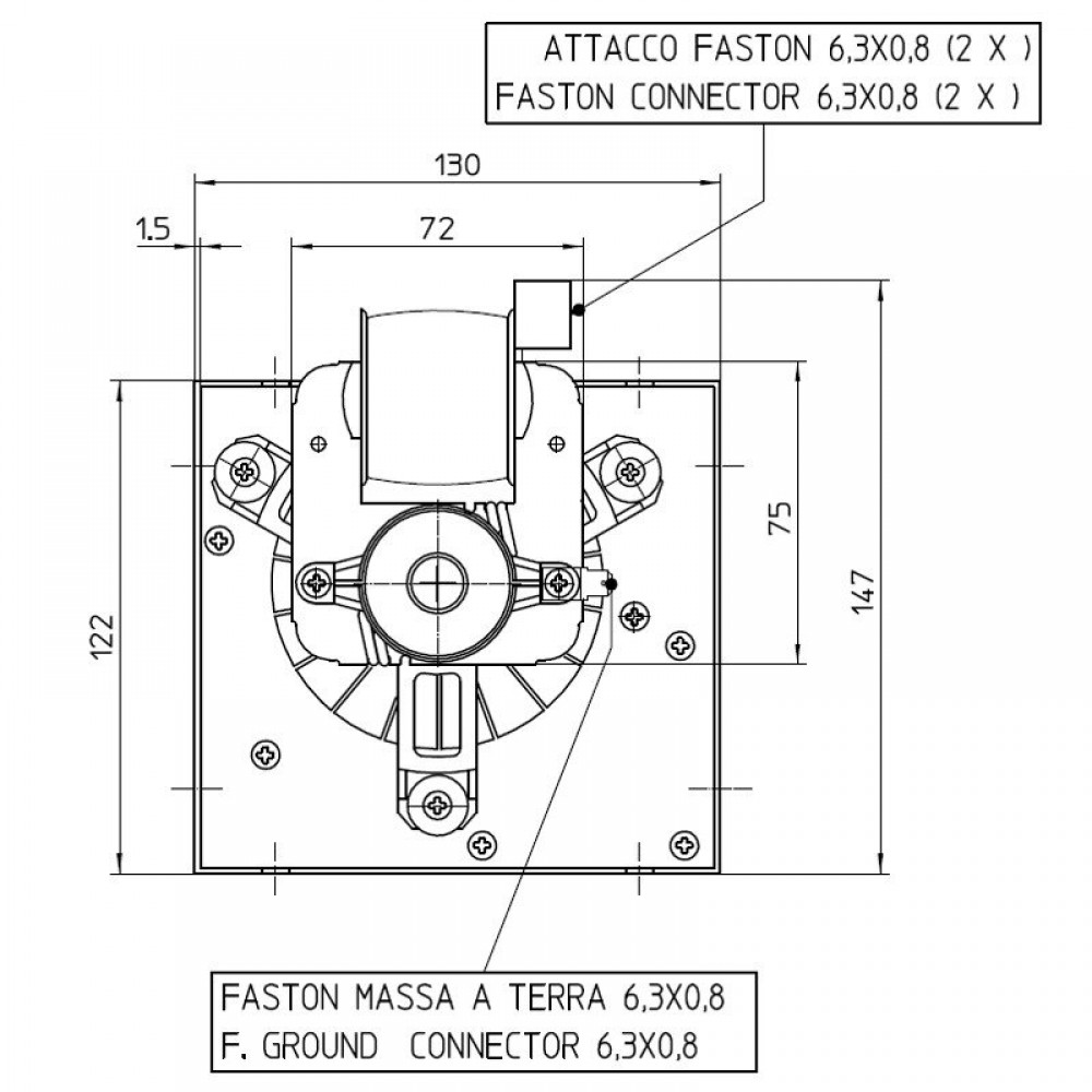 Tangential ventilator Fergas til pilleovne Cadel og andre med Ø80 mm, Flow 305 m³/h | Ventilatorer og blæsere | Pilleovne dele |