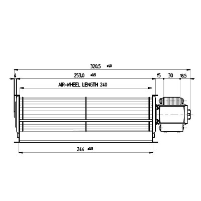 Tangential ventilator Fergas til pilleovn Ecoteck, Karmek One, Ravelli og andre med Ø60 mm, Flow 220 m³/h - Produktsammenligning
