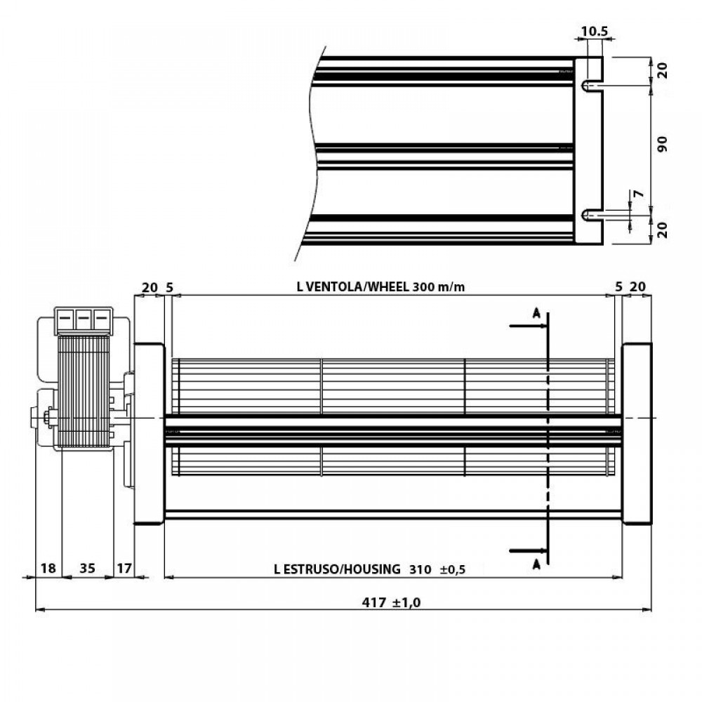 Tangential ventilator med Ø80 mm, Flow 250 m³/h | Ventilatorer og blæsere | Pilleovne dele |