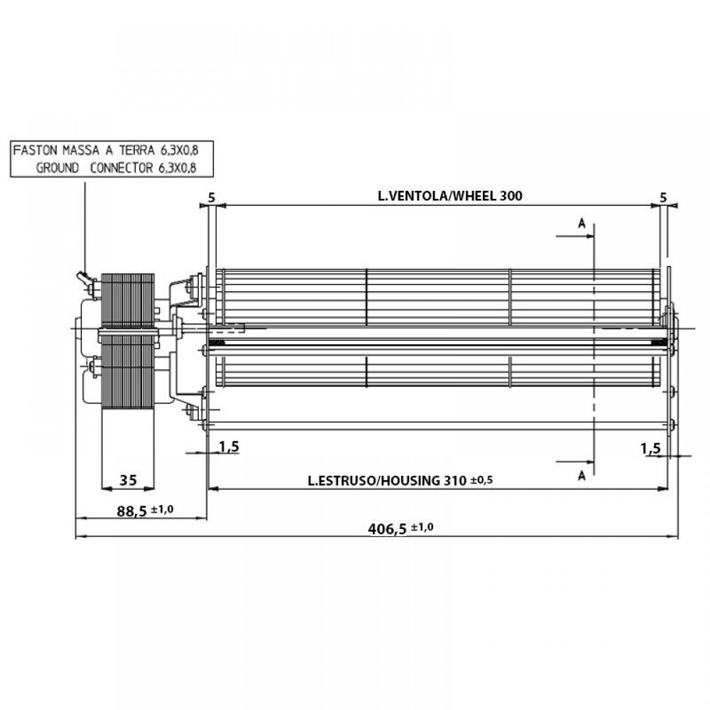 Tangential ventilator med Ø80 mm, Flow 175/195 m³/h | Ventilatorer og blæsere | Pilleovne dele |