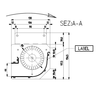 Tangentialblæser til pilleovne Edilkamin og andre med Ø80 mm, Flow 485 m³/h - Ventilatorer og blæsere til pilleovn