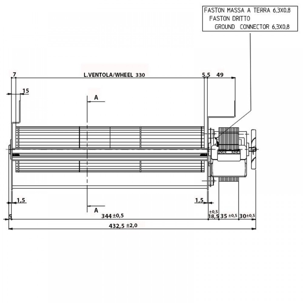 Tangentialblæser til pilleovne Edilkamin og andre med Ø80 mm, Flow 485 m³/h | Ventilatorer og blæsere | Pilleovne dele |